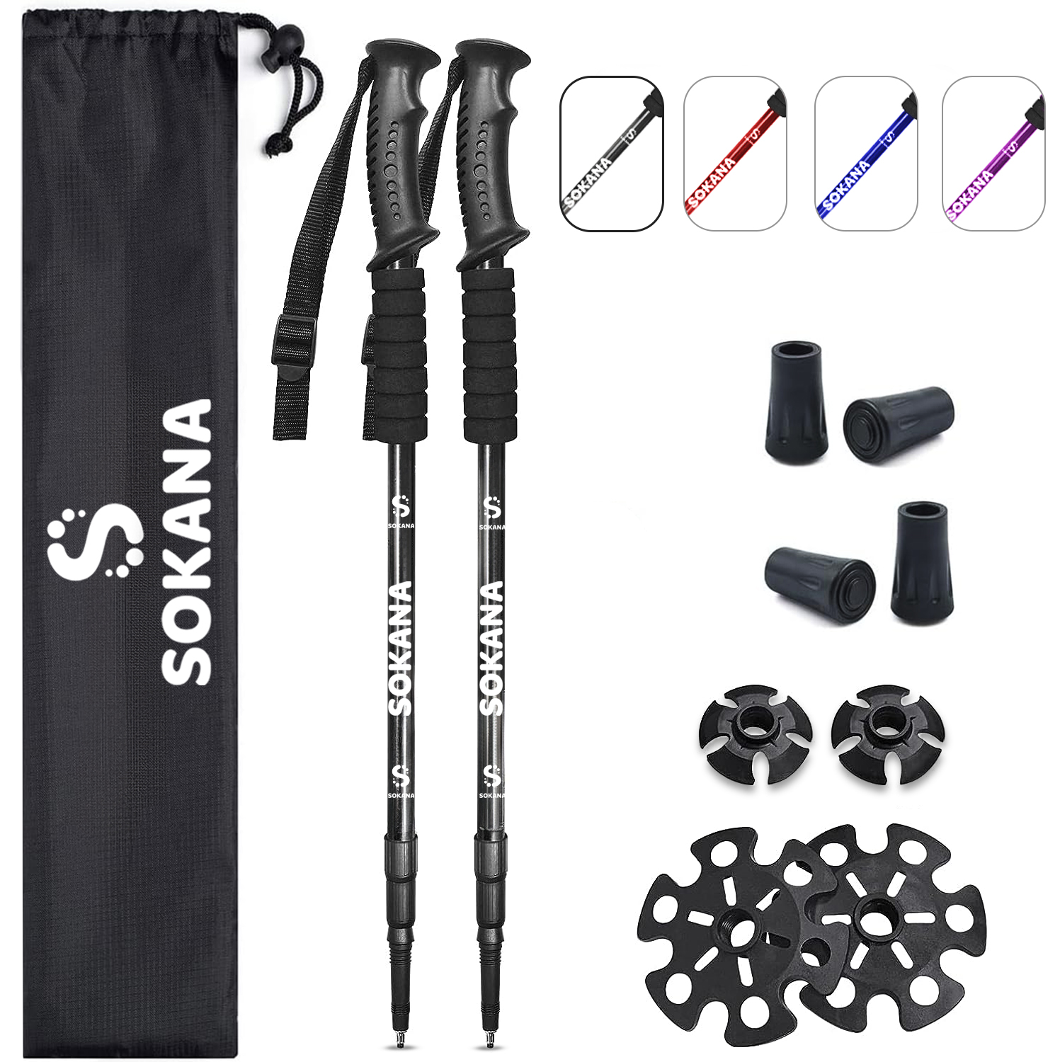2x 3-Section Telescopic Anti-shock Trekking Walking Poles Hiking Sticks - Picture 1 of 20