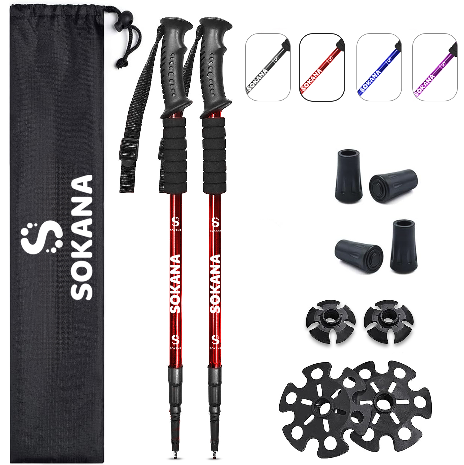 2x 3-Section Telescopic Anti-shock Trekking Walking Poles Hiking Sticks - Picture 16 of 20